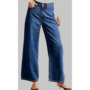 Abercrombie & Fitch High Rise 'The Crop Wide Leg' Jeans Blue Size 32/14s
